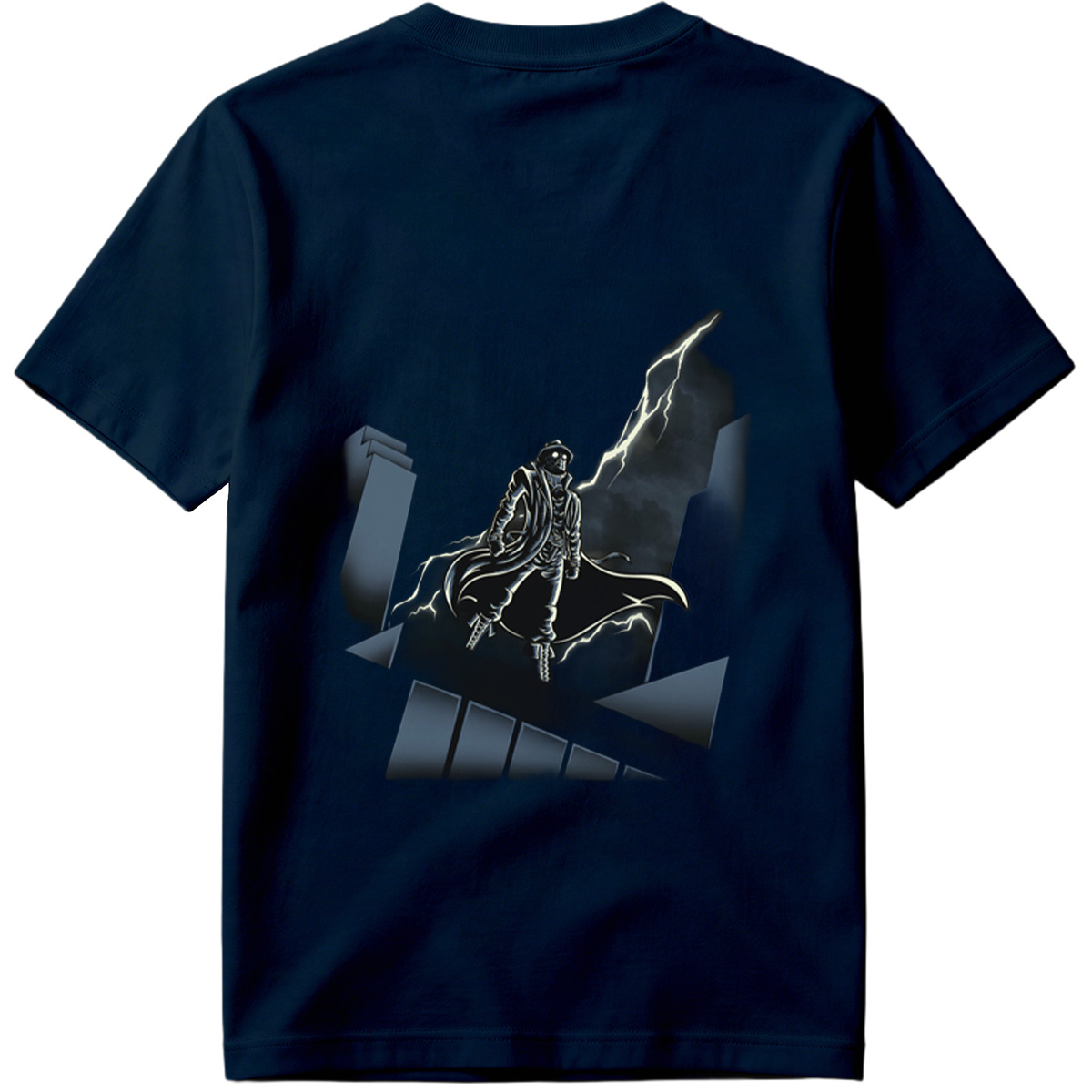 The Shadow of the Storm: Dark Hero on Rooftop - Tee