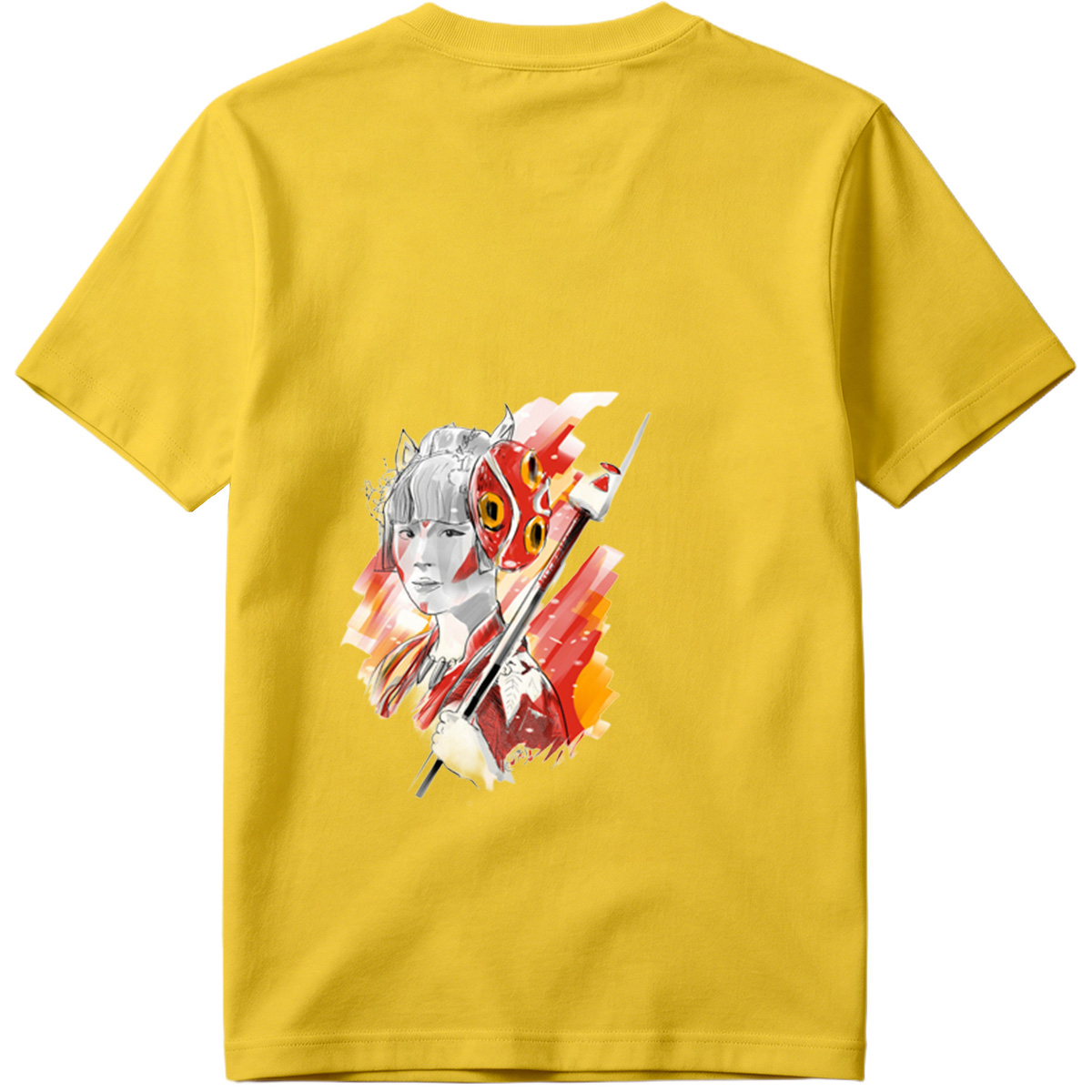 Samurai Girl with Red Mask and Spear - Tee