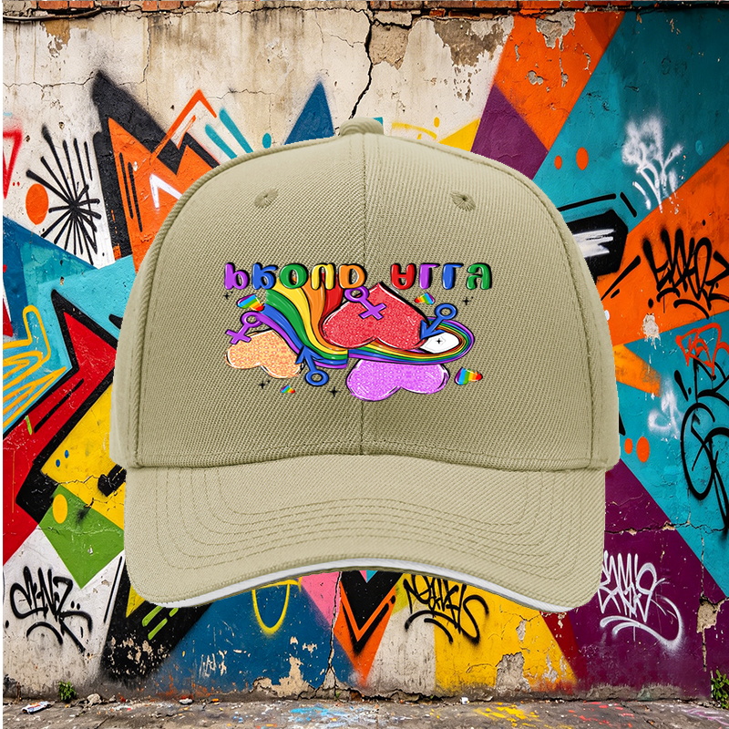 Unisex Classic Sandwich Hat with Pride Rainbow Hearts and 