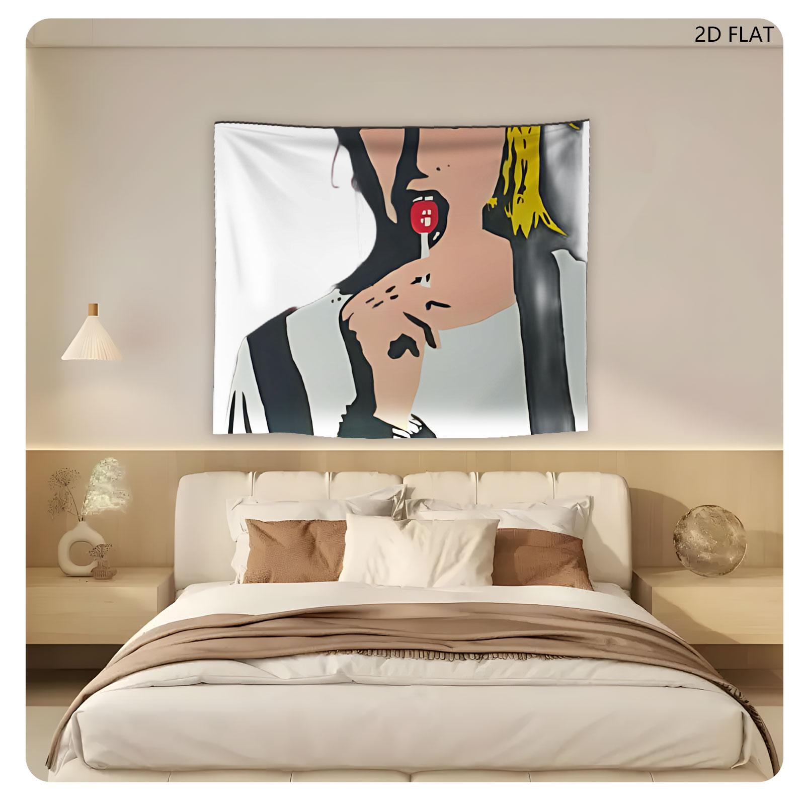 Pop Art Portrait of a Woman with Red Lollipop - Tapestry