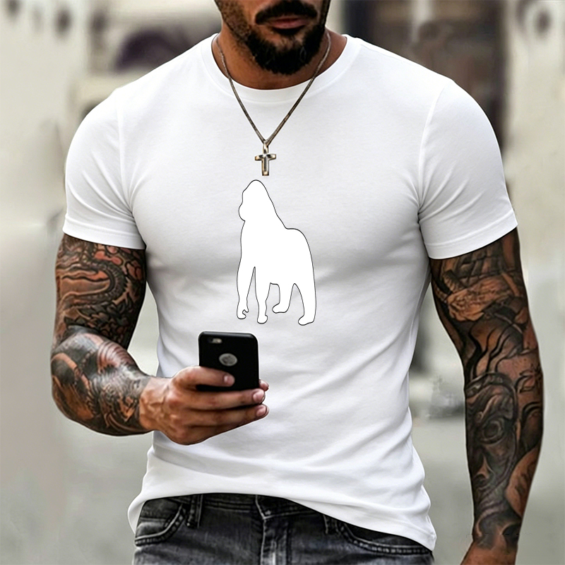 Unisex Classic T-Shirt Lion Silhouette Print - Comfortable Cotton Tee for Casual Wear, Outdoor Activities, and Pet Lovers, Perfect for Men and Women Who Love Animals and Simple Style