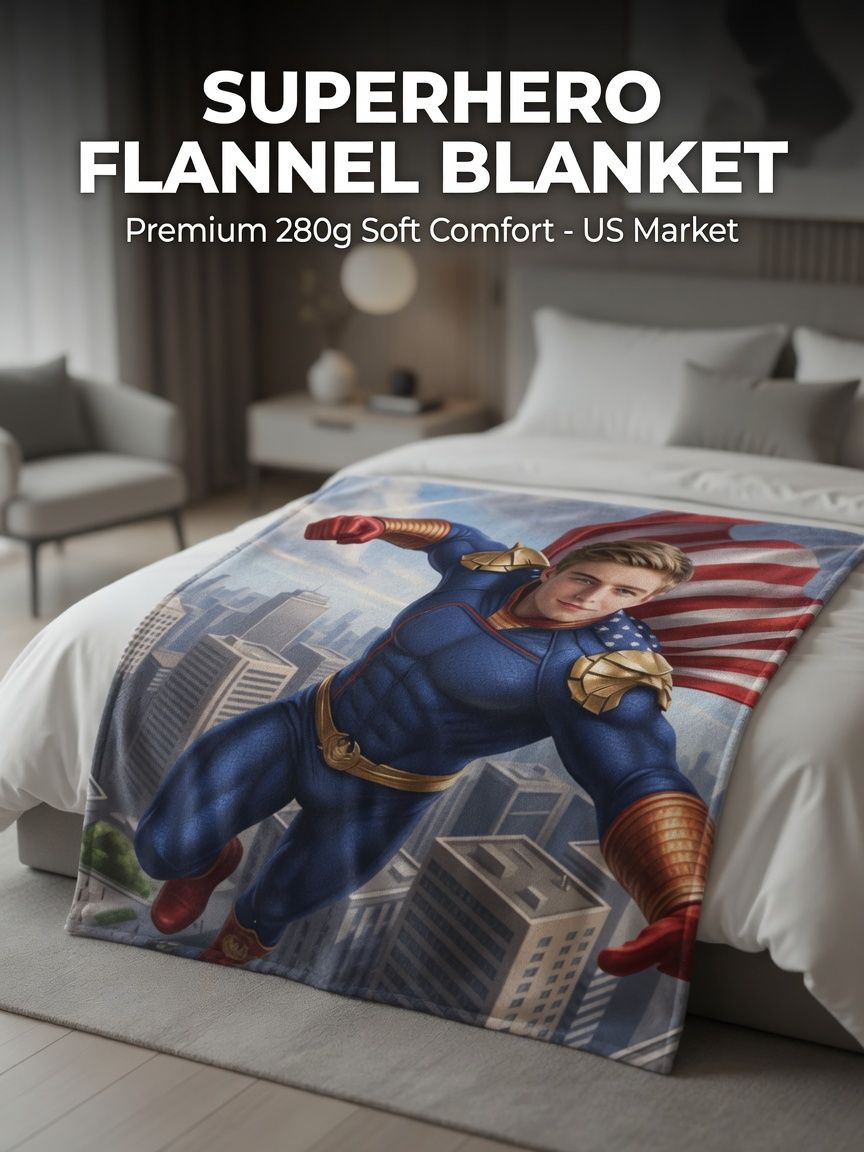 Custom Superhero Face Blanket Personalized Photo Upload Flannel Throw Cozy Warm Plush Fleece Ideal Keepsake Gift