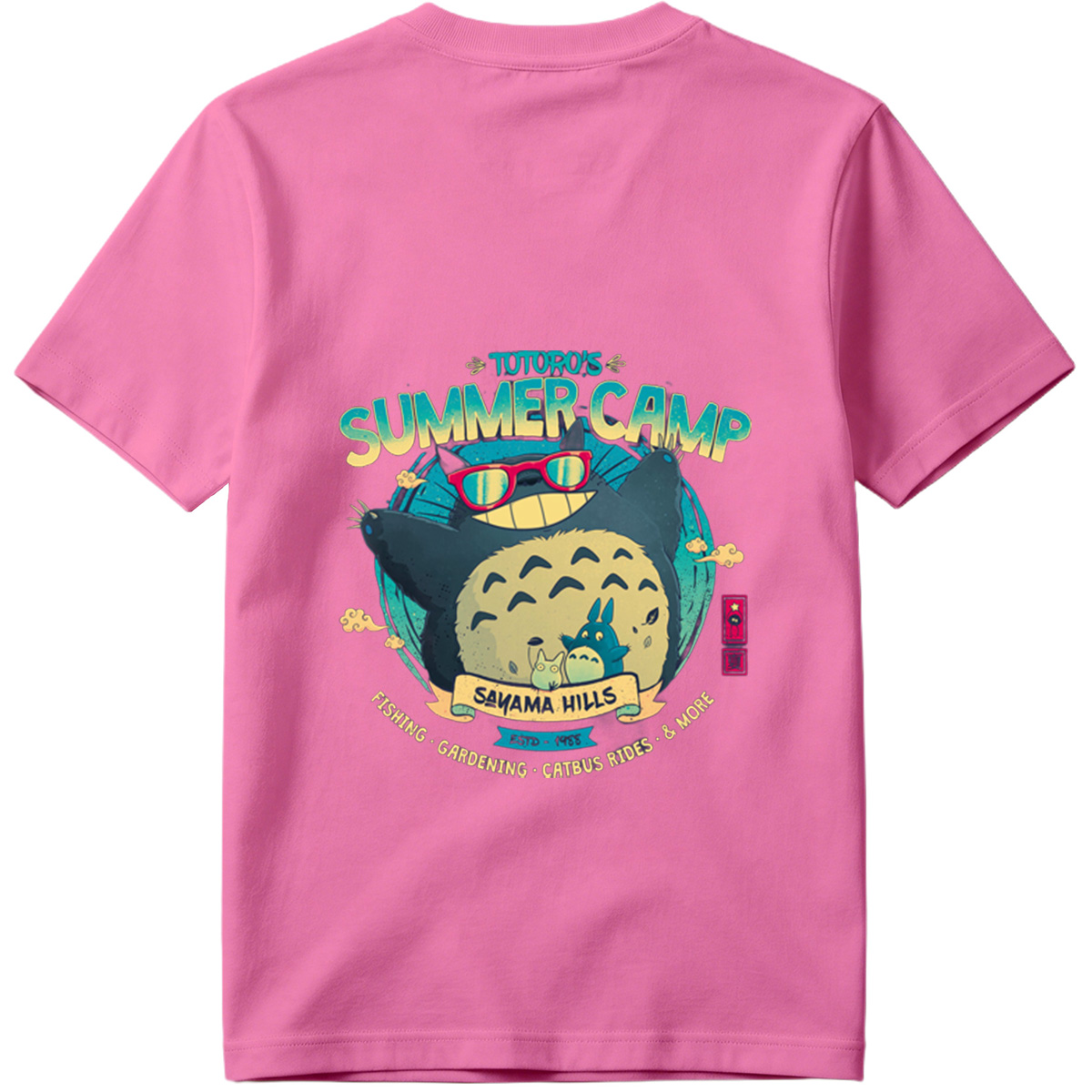 Totoro's Summer Camp: Totoro, Small Totoros, and Catbus - Tee