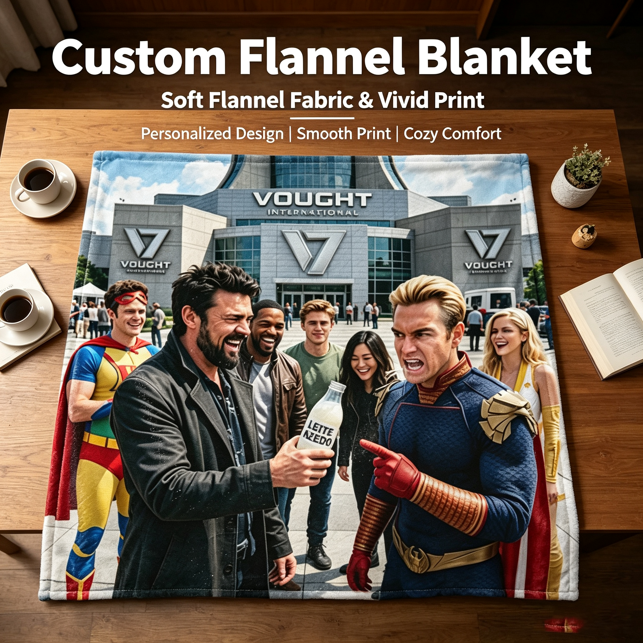 Custom Face Blanket The Boys Vought International Superheroes Flannel Blanket Perfect for Fans of Homelander and Soldier Boy Cozy Gift for TV Show Enthusiasts