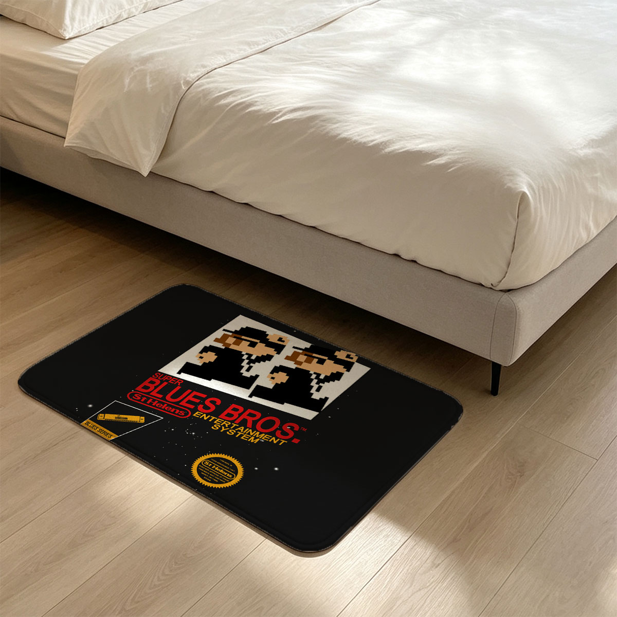 Super Blues Bros. Entertainment System: St Helens Blues Series Pixel Art Design - Flannel floor mat