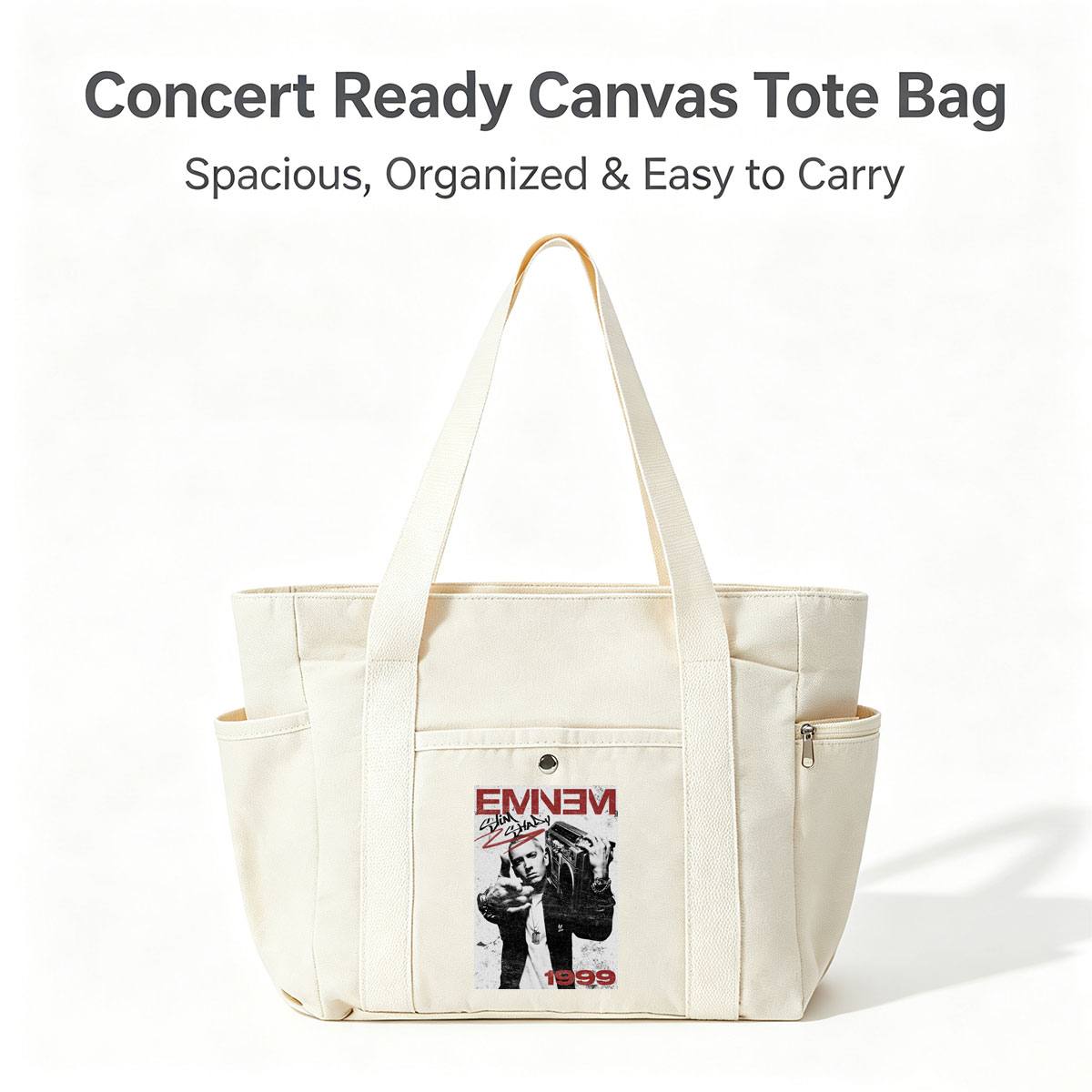 Eminem Holding Boombox Pointing at Camera 1999 Album Cover Art - Multi-pocket bags
