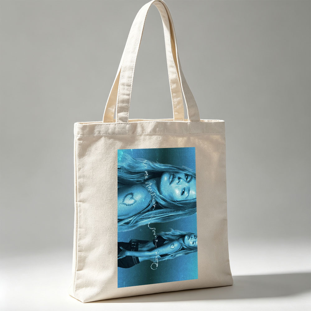 Lana Del Rey Underwater Scene - Ethereal Blue Portrait with Heart Tattoo and Flowing Hair - Canvas tote bags