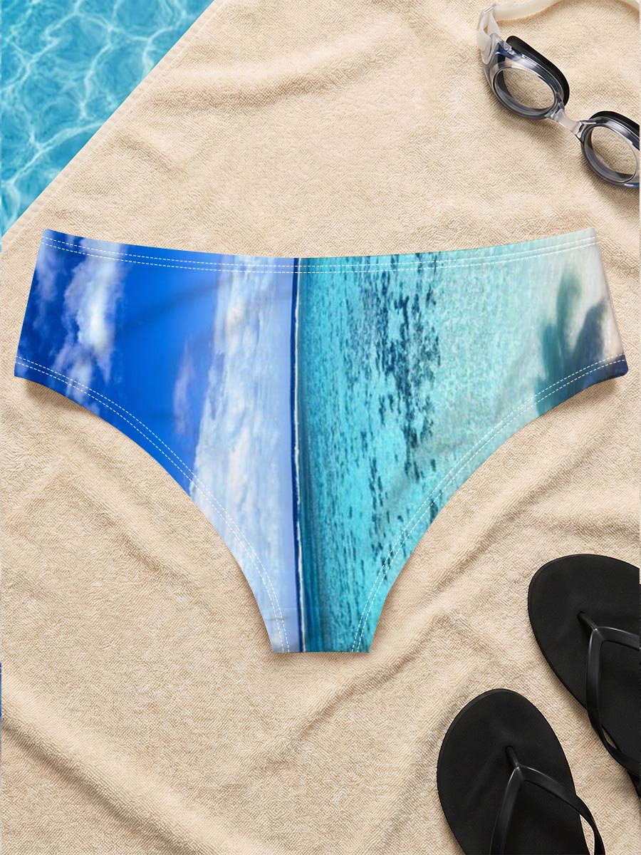 Tropical Beach with Crystal Clear Water and Palm Trees -  Men's swim trunks