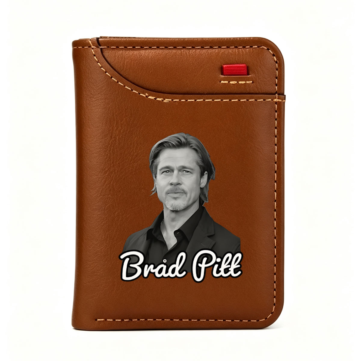 Brad Pitt Portrait in Black and White - Vertical Style Wallet