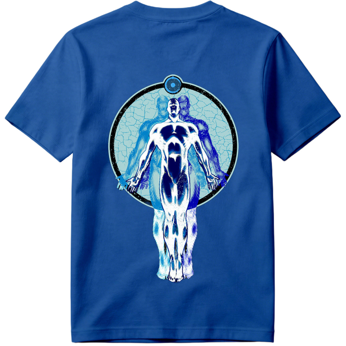 Blue Human Figure in Circular Frame - Tee