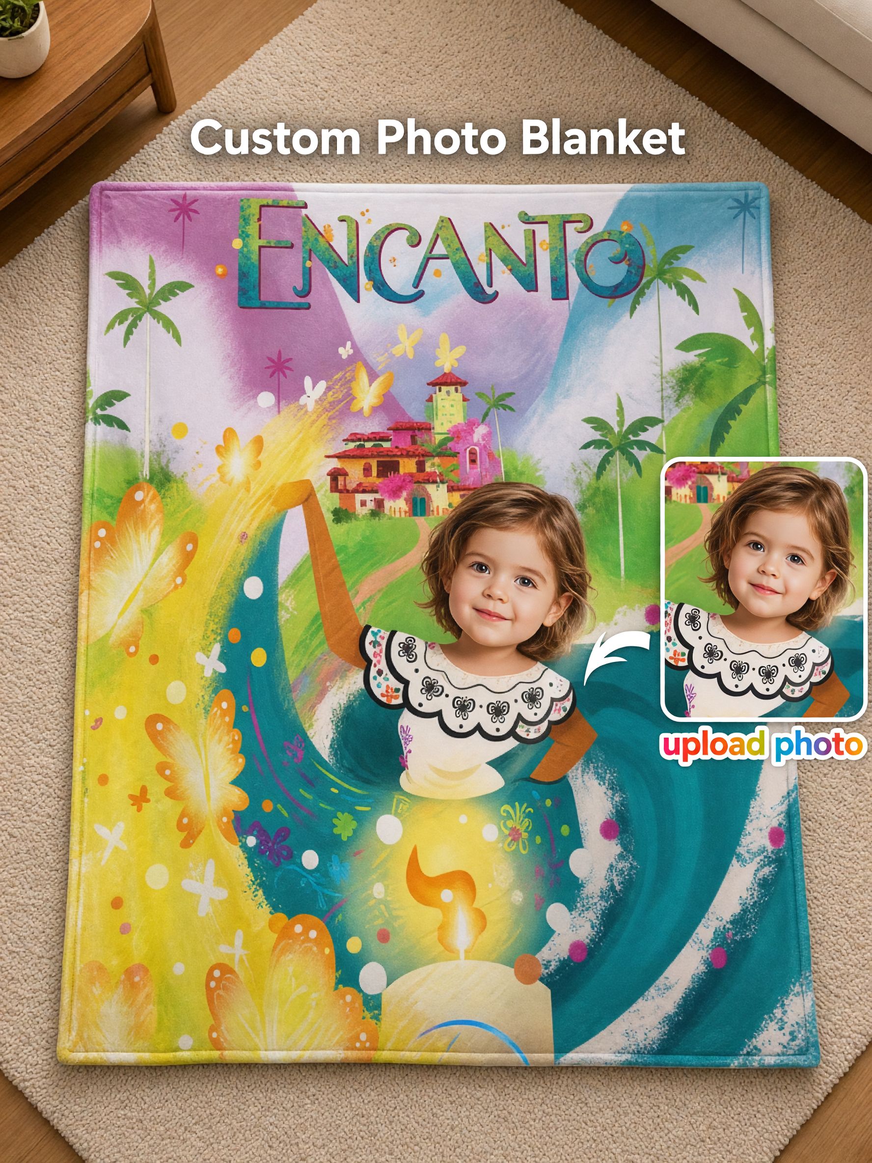 Custom Face Photo Flannel Blanket Ultra Soft Magical Butterfly Throw Ideal Personalized Kids Gift