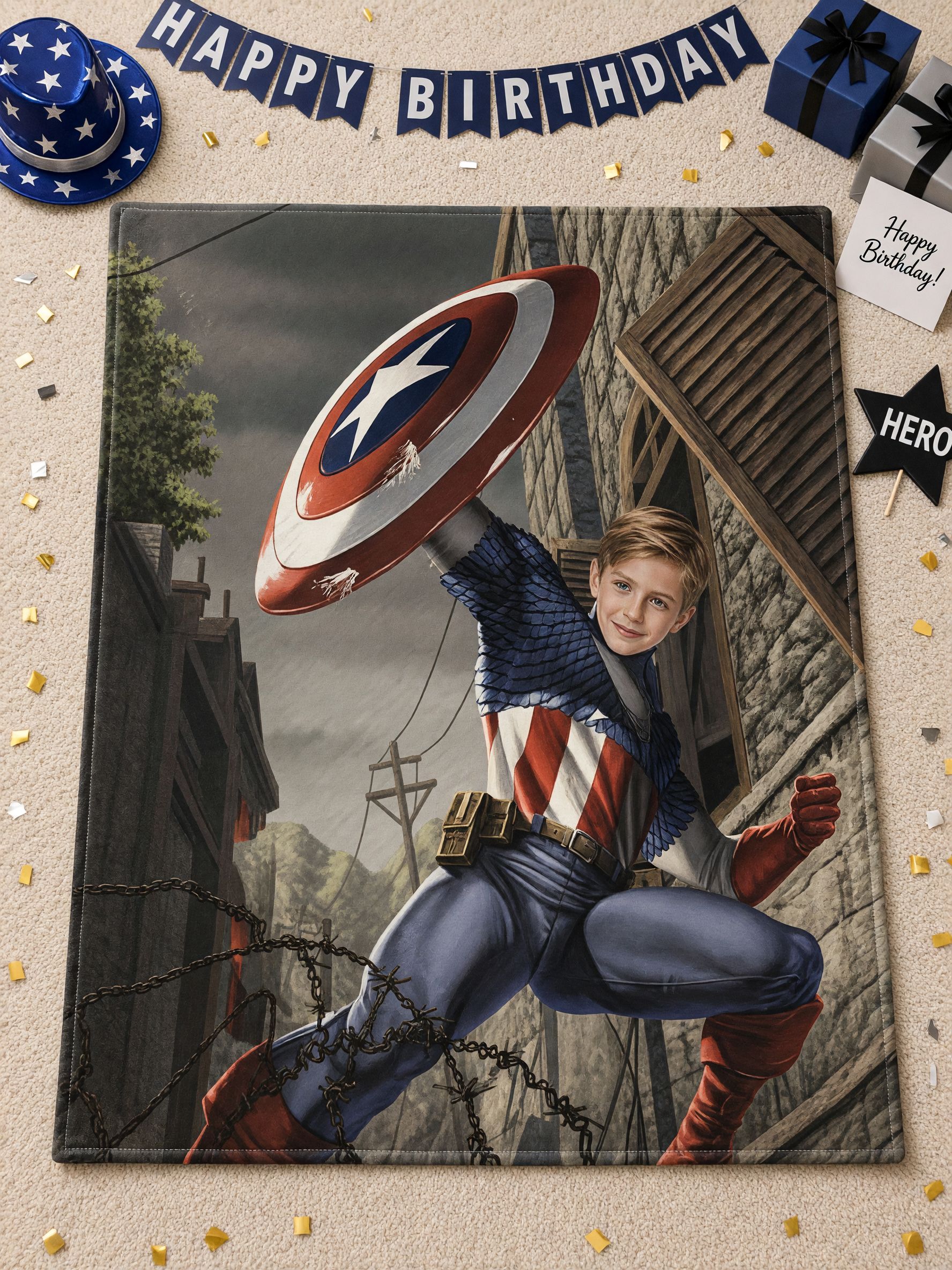 Custom Face Photo Superhero Fleece Blanket Personalized Flannel Throw Blanket Skin-Friendly Warm Plush Bedding Gift for