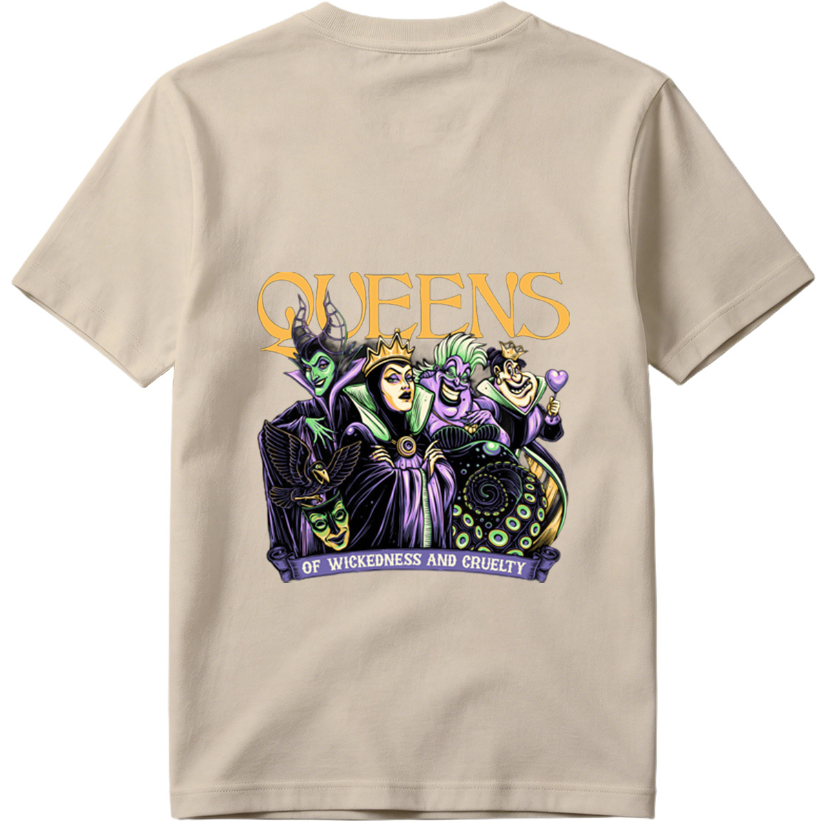 Queens of Wickedness and Cruelty: Maleficent, Evil Queen, Ursula, and Queen of Hearts - Tee