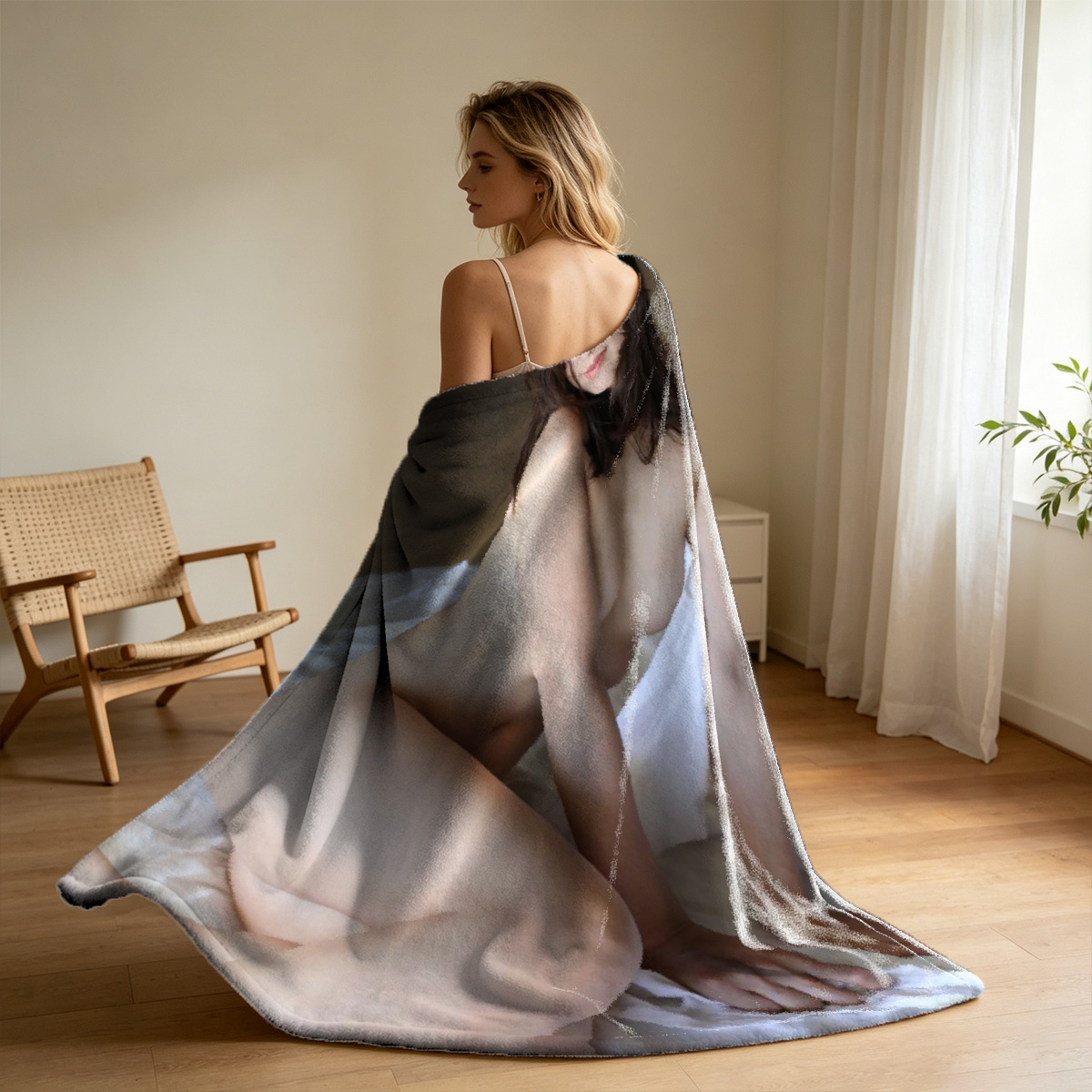 Nude Jennifer Lopez in High Heels Posing in Doorway - Blanket