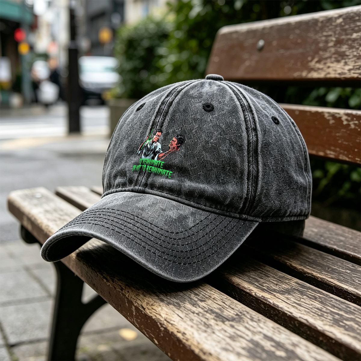 Frankenstein's Monster: To Reanimate or Not to Reanimate - Washed Denim - Baseball Cap