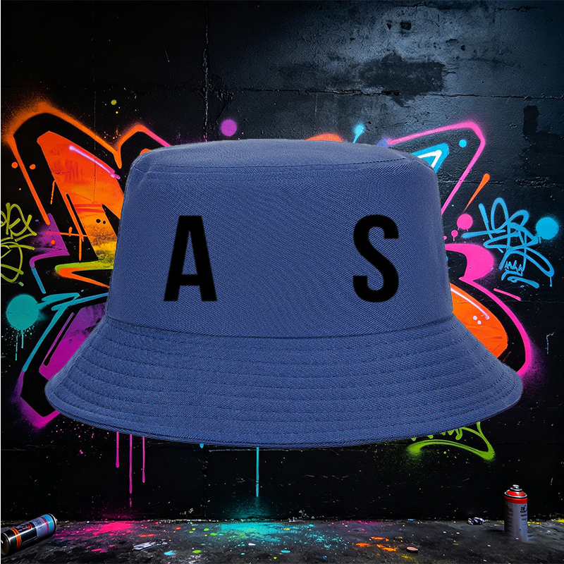Unisex Bucket Hat with AS Logo Print - Classic Cotton Sun Hat for Outdoor Activities, Travel, and Casual Wear - Suitable for Men and Women Seeking Stylish and Functional Headwear