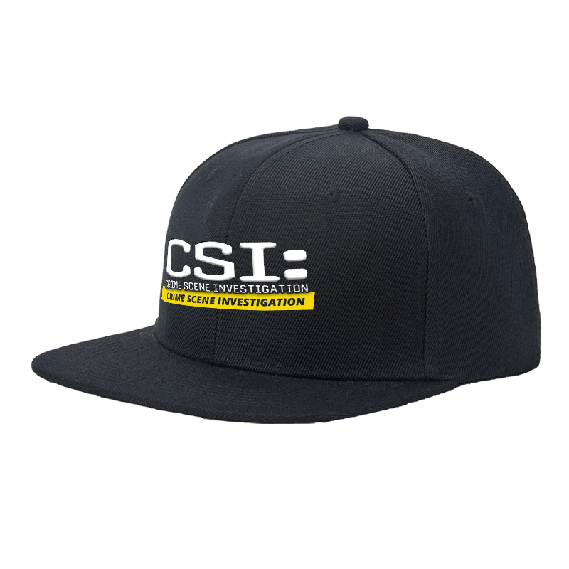 Flat Brim Baseball Cap CSI Crime Scene Investigation Logo Streetwear Underground Skate Style for Basketball Court Urban Street Skate Park Skaters Rappers Streetwear Enthusiasts