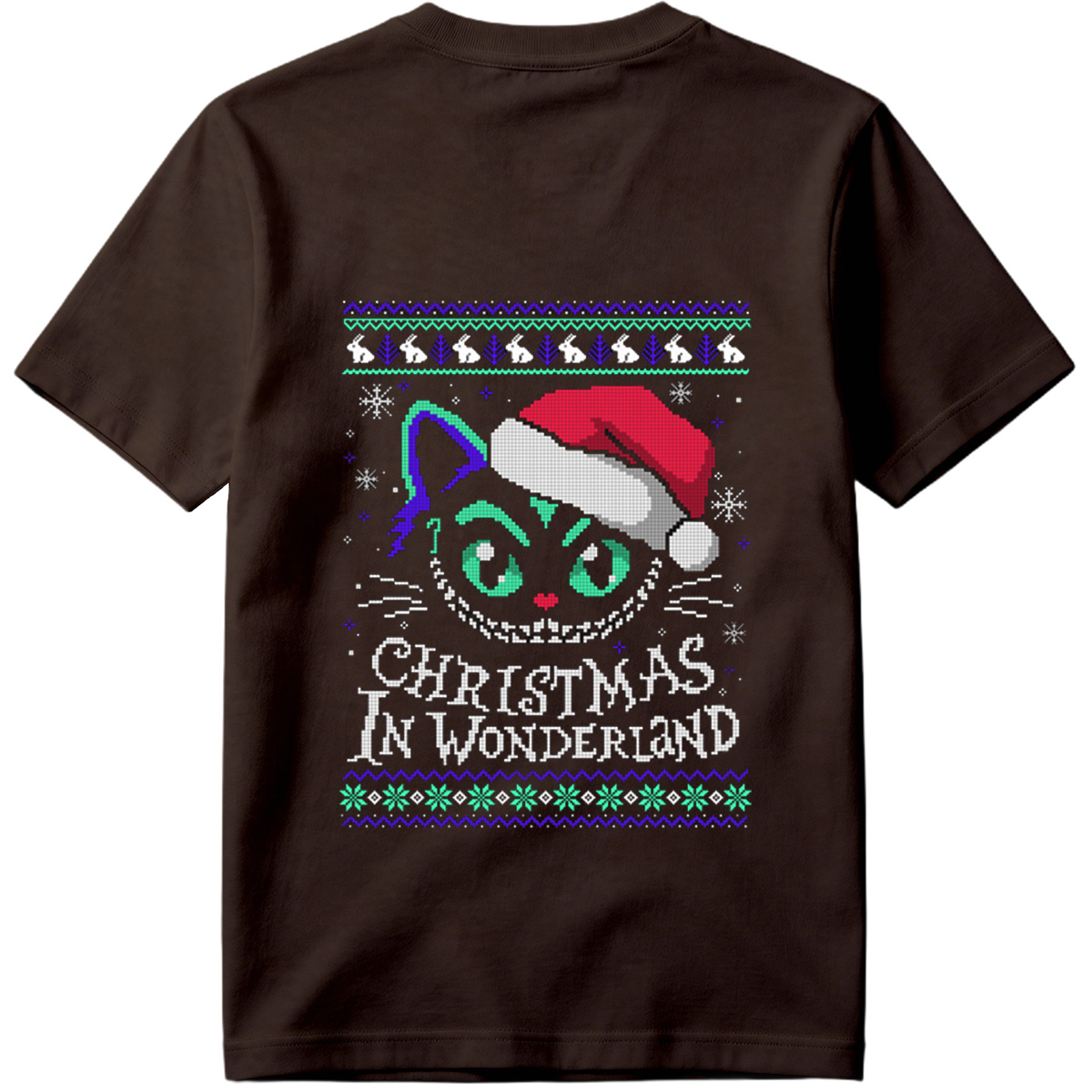 Christmas in Wonderland: Cheshire Cat Ugly Sweater Design - Tee