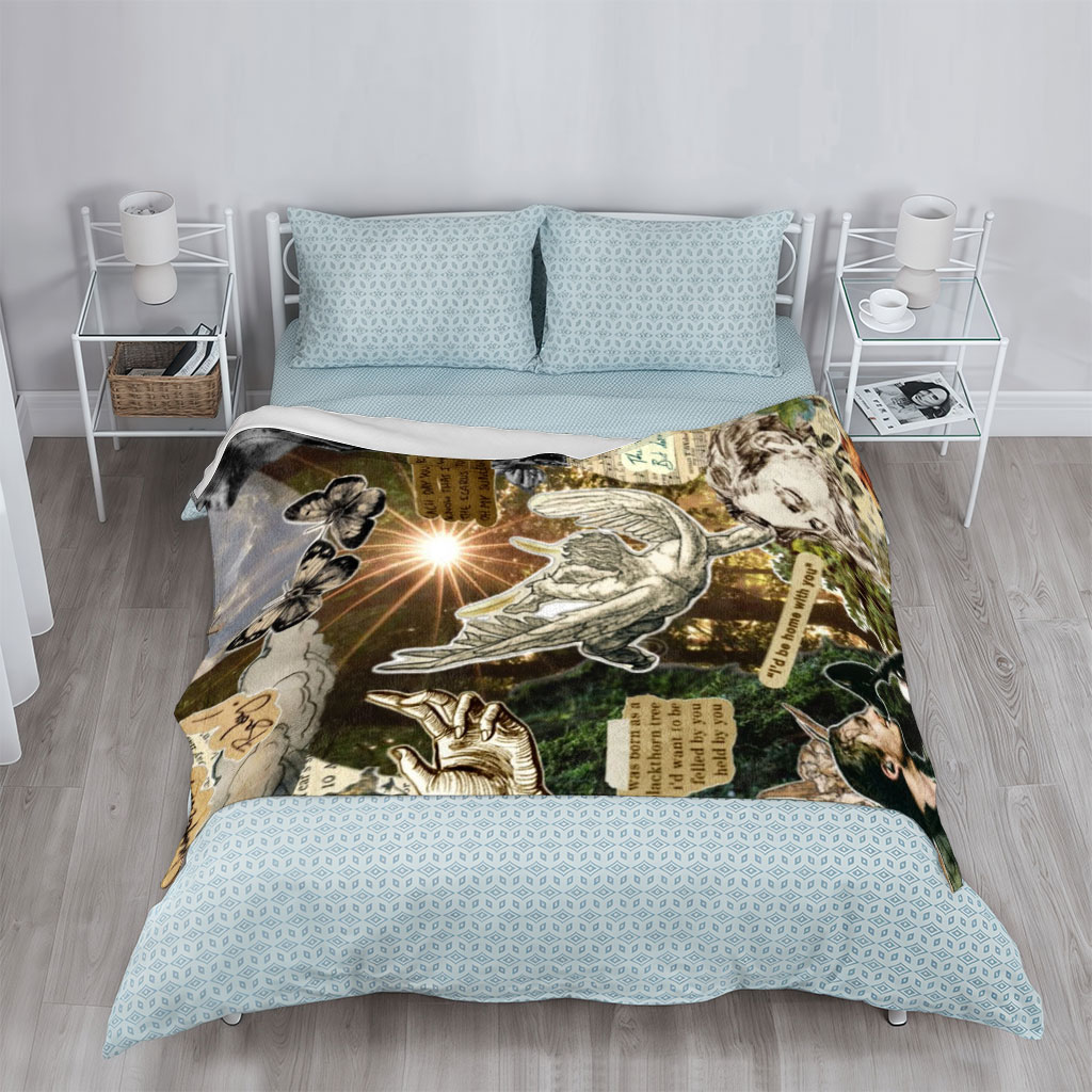 Ed Sheeran Concert Scene with Nature and Lyrics Collage Art - Blankets