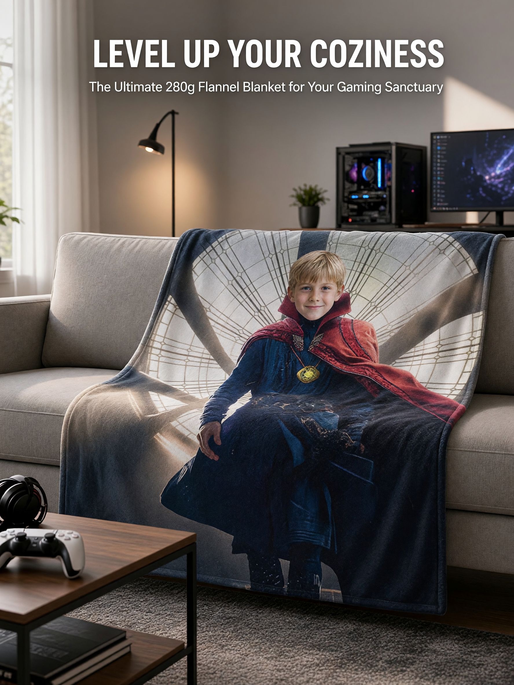 Personalized Custom Face Superhero Throw Blanket Ultra Soft Cozy Flannel Fleece Cover Ideal Family Gift
