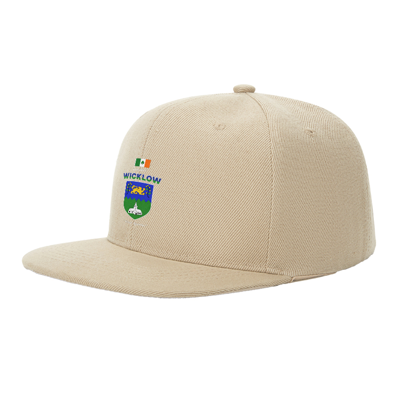 Flat Brim Baseball Cap County Wicklow Crest Irish Flag Lion Church Design Streetwear Underground Skate Style for Basketball Court Skate Park Urban Lifestyle Skaters Rappers Streetwear Enthusiasts Free Spirits Edition