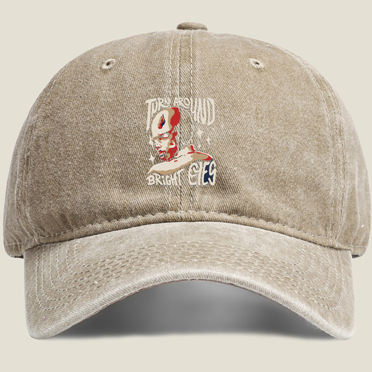 Turn Around Bright Eyes: Skull Character Design - Washed Denim - Baseball Cap