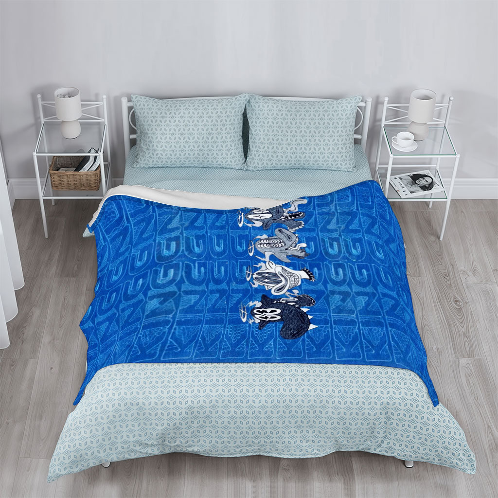 The Ren & Stimpy Show Characters on Blue Patterned Background - Blankets