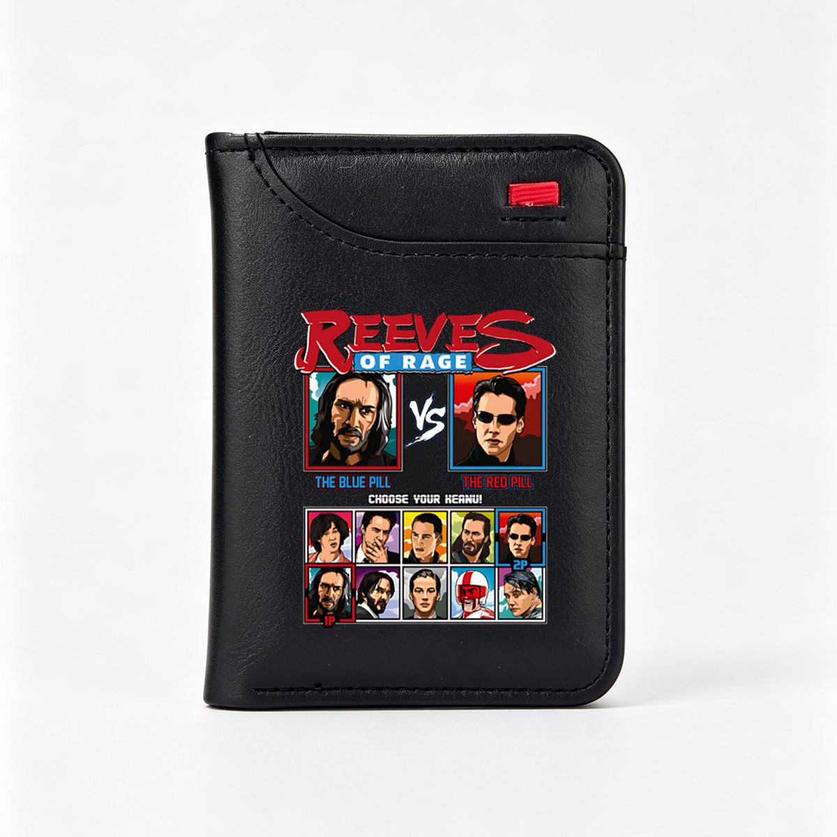 Reeves of Rage: Keanu Reeves Characters vs. The Blue Pill vs. The Red Pill - Choose Your Keanu! - Vertical Style Wallet