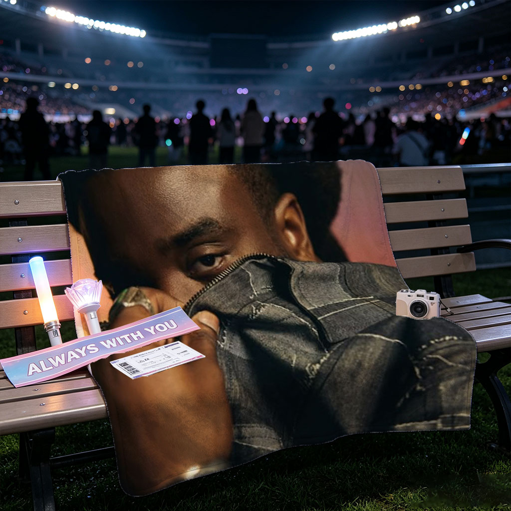 Kendrick Lamar in a Bold Pose Holding Denim Jacket to Face - Blankets