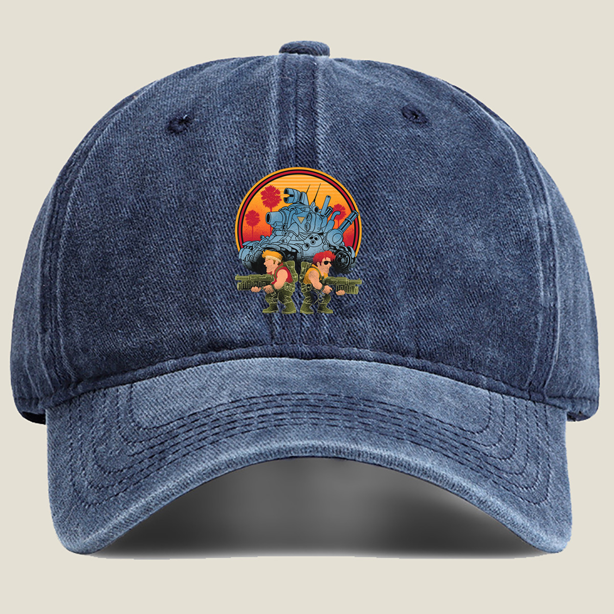Double Dragon: Billy and Jimmy with Tank in Sunset - Washed Denim - Baseball Cap