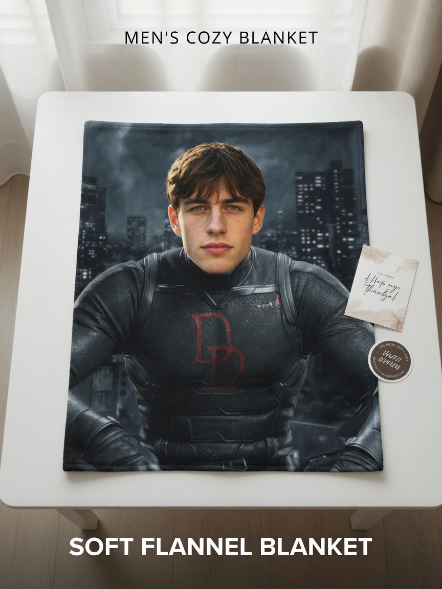 Custom Photo Face Flannel Blanket Personalized Superhero Velvet Plush Throw for Bed Couch Ideal Warm Personalized Gift