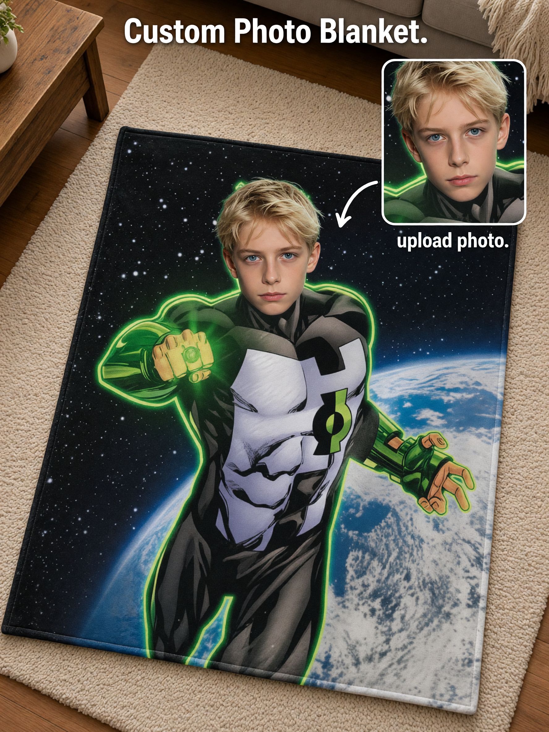 Custom Face Superhero Flannel Blanket, Personalized Photo Comic Hero Throw, Cozy Soft Plush Bed Sofa Blanket Gift