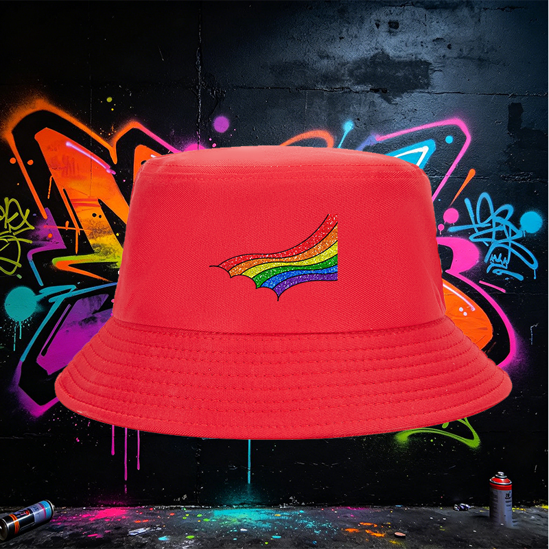 Unisex Bucket Hat with Glitter Rainbow Print - Classic Stylish Sun Protection Cap for Outdoor Activities, Beach, Travel, and Everyday Wear - Perfect for Adults Seeking Fashionable and Comfortable Headwear