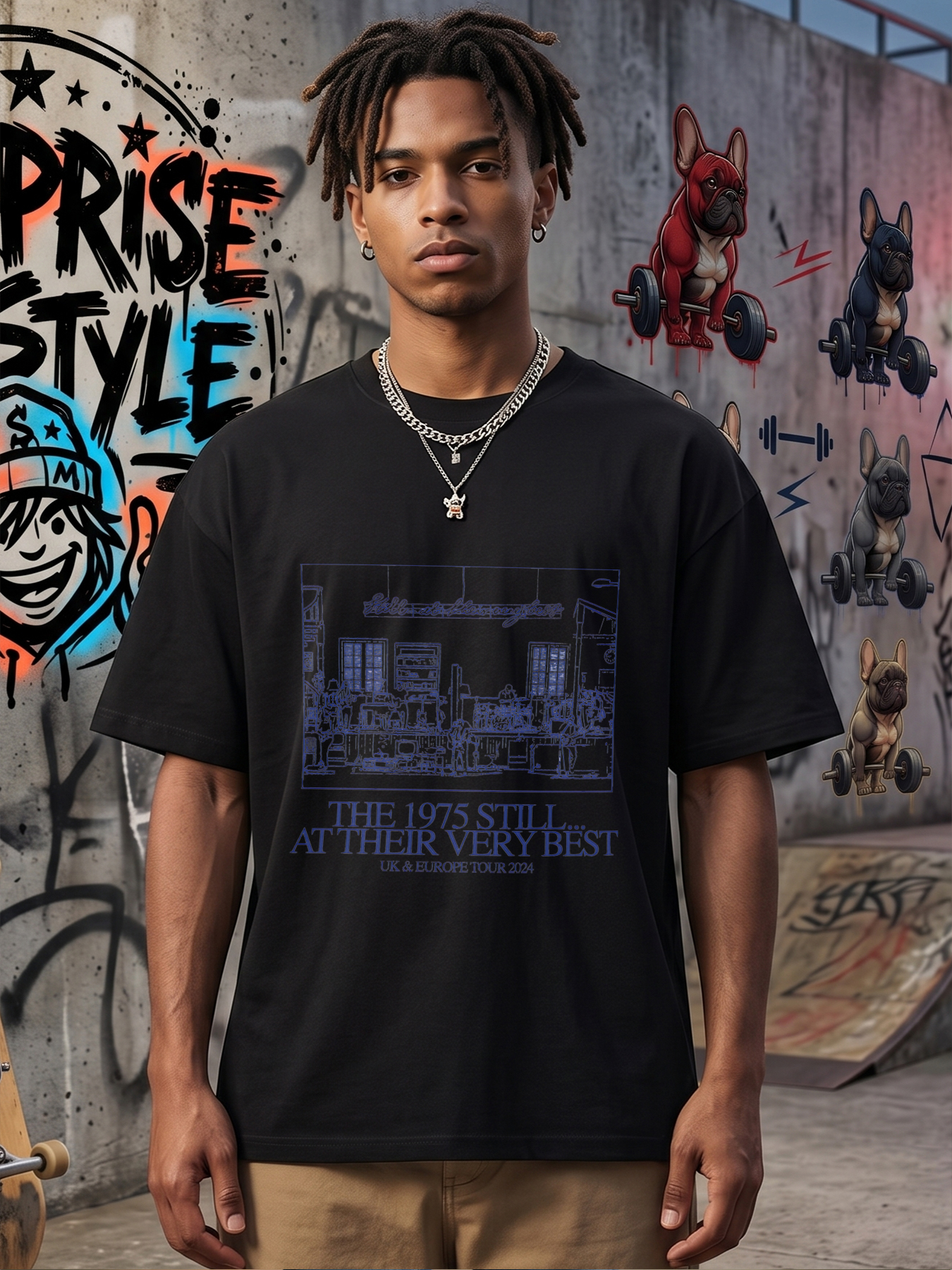 Men's Printed T-Shirt The 1975 Still at Their Very Best UK & Europe Tour 2024 Band Concert Graphic Casual Round Neck Summer Lightweight Breathable Short Sleeve Tee for Music Fans and Rock Enthusiasts