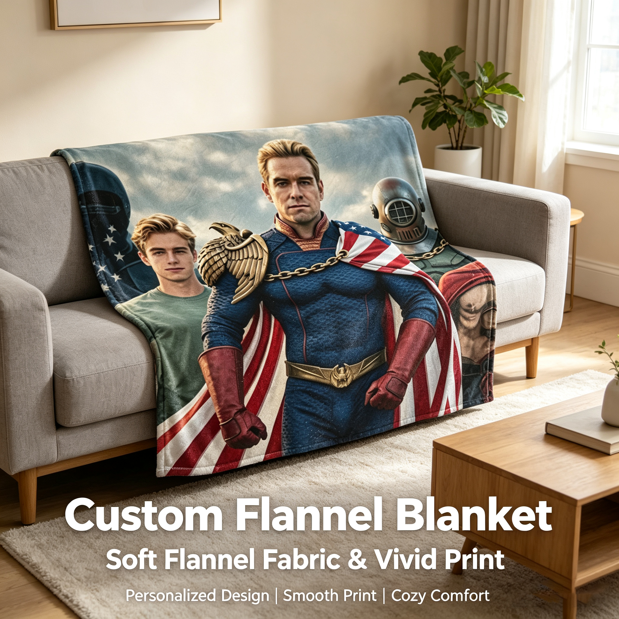 Custom Face Blanket Superhero Team IP Flannel Blanket for Home Decor and Cozy Nights Perfect Gift or Giveaway