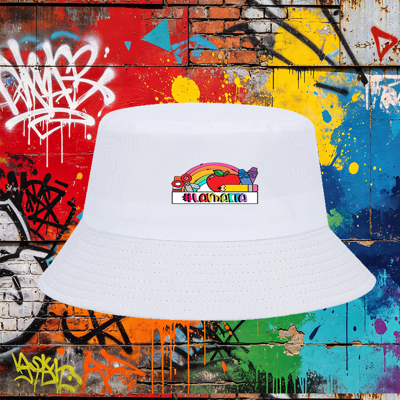 Unisex Classic Bucket Hat with Rainbow Apple Crayon Print #LAMAAETA - Perfect for School, Outdoor Activities, and Casual Wear - Ideal for Students and Young Adults