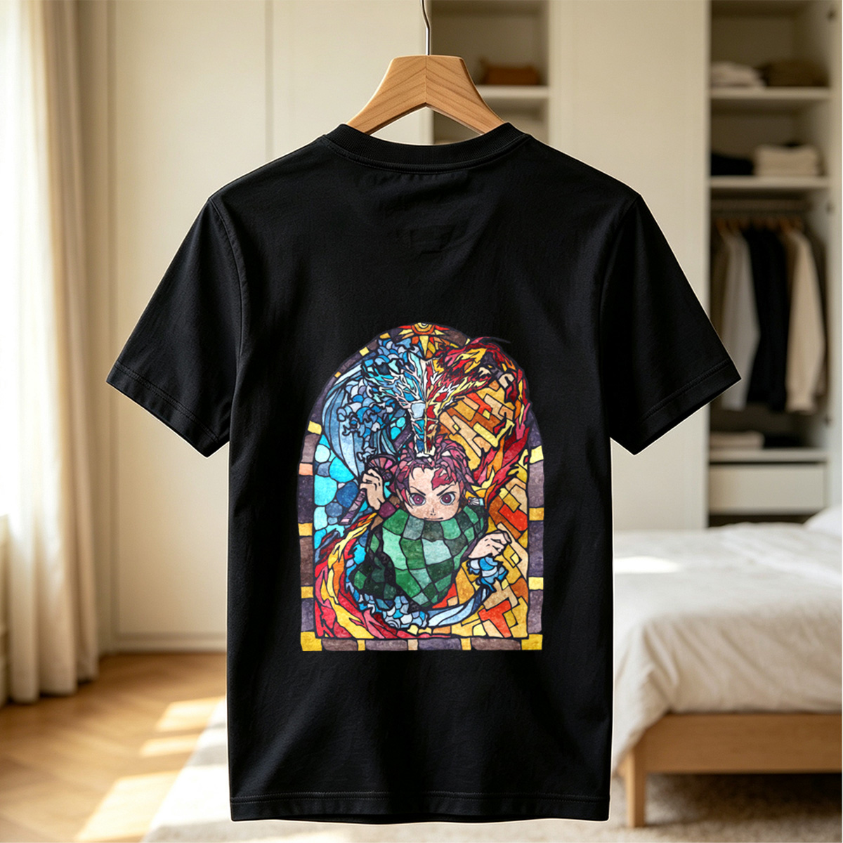 Demon Slayer Tanjiro Kamado Stained Glass Art - Tee