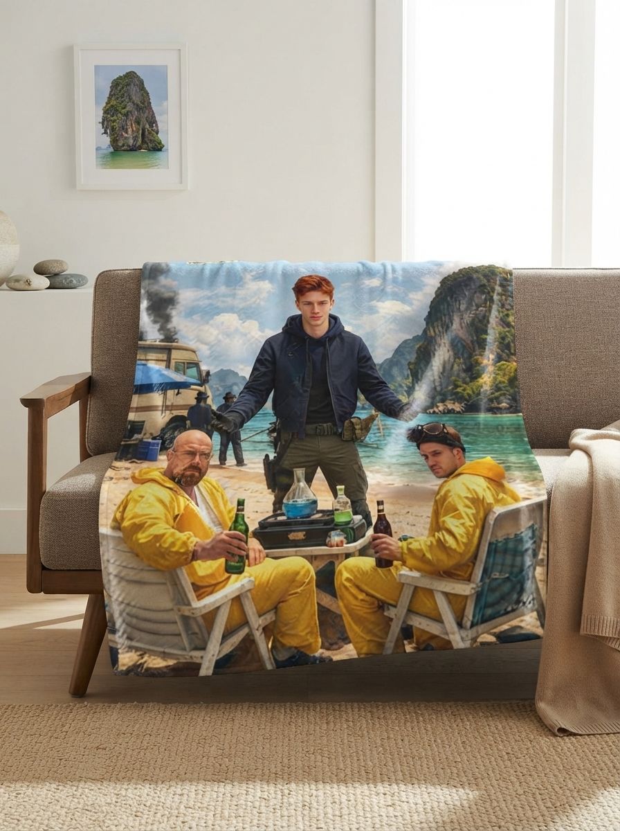 Custom Photo Face Flannel Blanket Ultra Soft Anti Pilling Fleece Throw Ideal Personalized Gift for Bed Couch Travel