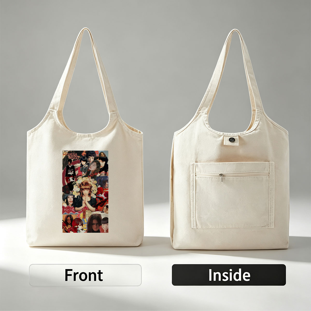 Shena Ringo Collage - A Vibrant Montage of Music, Fashion, and Artistic Expression - Canvas shoulder bags/