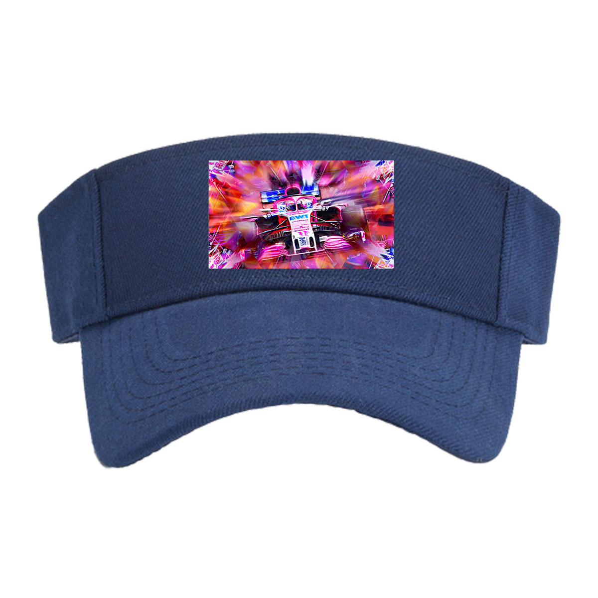 F1 Racing Car in Vibrant Motion Art -  Visor cap