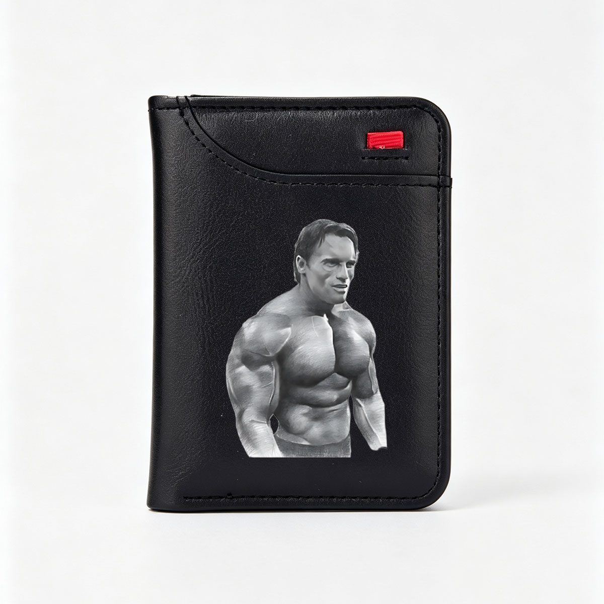 Muscular Man with Defined Physique in Black and White - Vertical Style Wallet