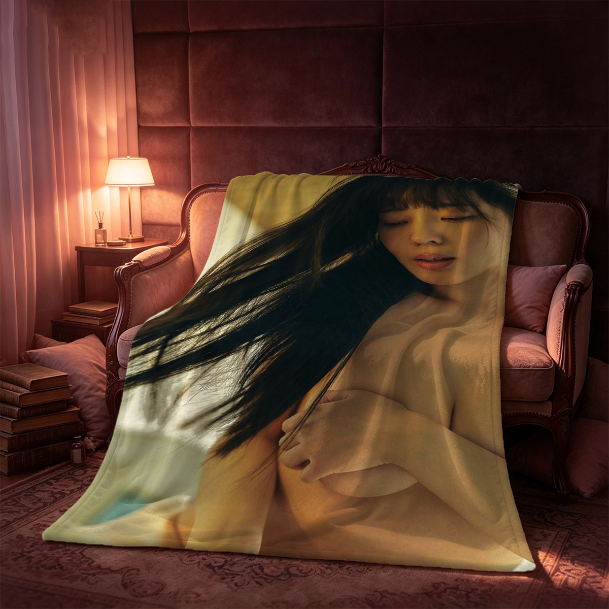 Wet See-Through Dress in Traditional Bathhouse - Blanket