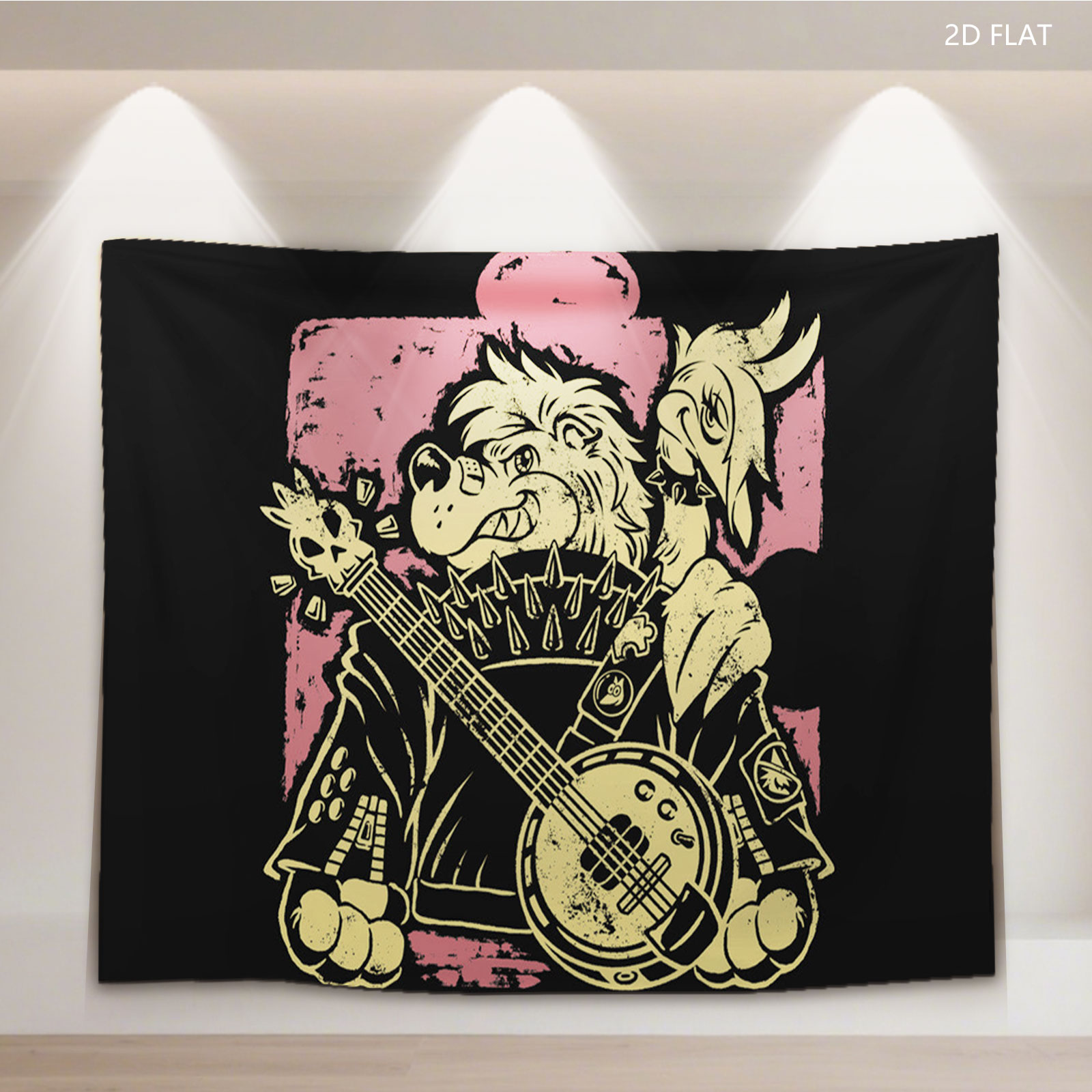Taz the Tasmanian Devil Playing Banjo with Punk Rock Style - Tapestry
