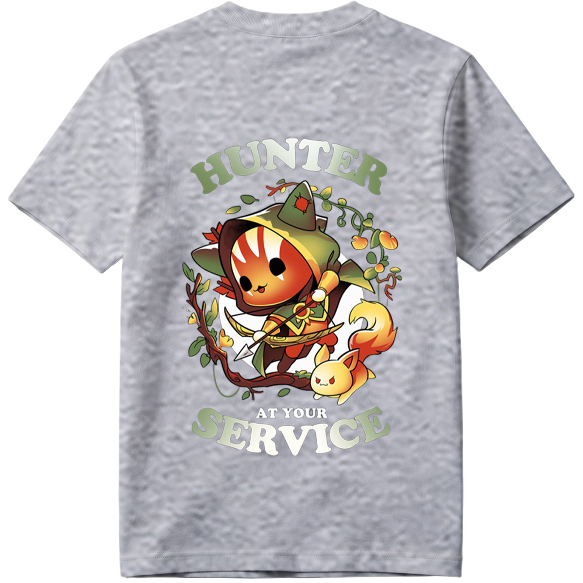 Hunter at Your Service - Chibi Archer and Fox Companion - Tee