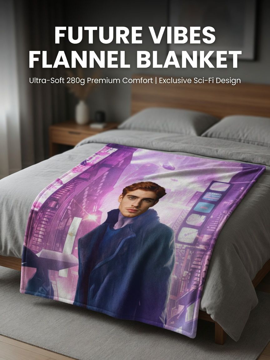 Custom Face Photo Flannel Blanket Ultra Soft Personalized Cyberpunk Portrait Throw Ideal Cozy Gift