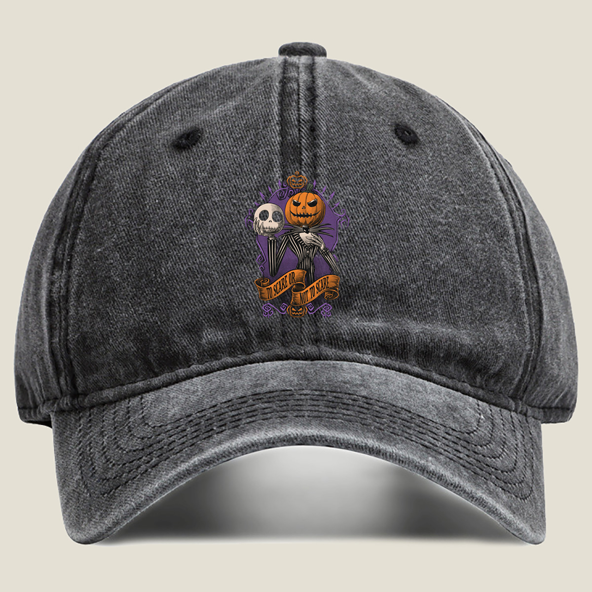 Jack Skellington and Pumpkin King: To Scare or Not to Scare - Washed Denim - Baseball Cap