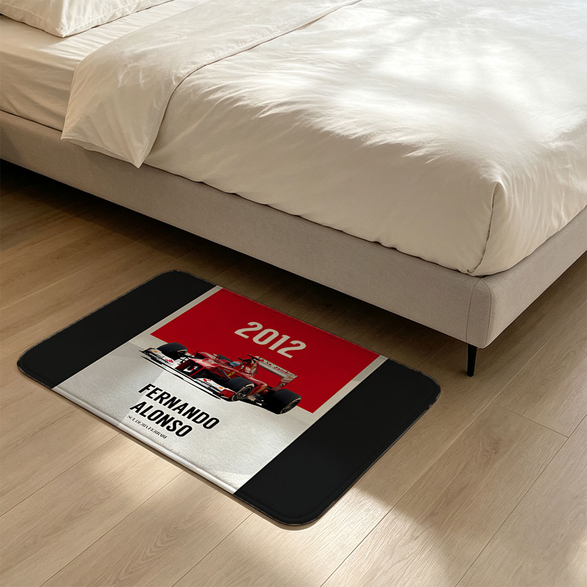 Fernando Alonso 2012 Scuderia Ferrari F1 Racing Car - Flannel floor mat