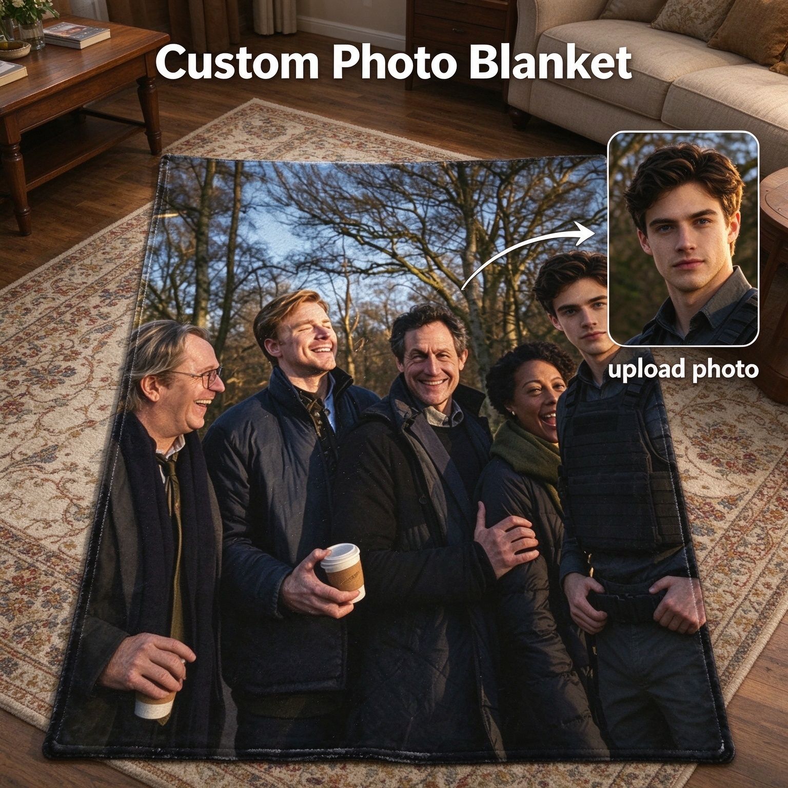 Custom Photo Blanket Personalized Face Picture Flannel Fleece Throw Soft Anti-Pilling Keepsake Gift for Bed and Couch