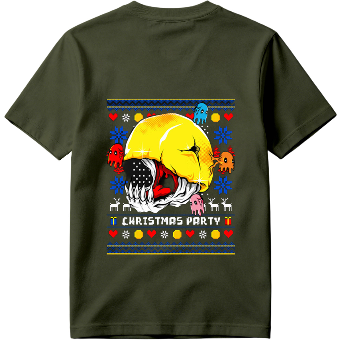 Pac-Man Christmas Party with Ghosts - Tee