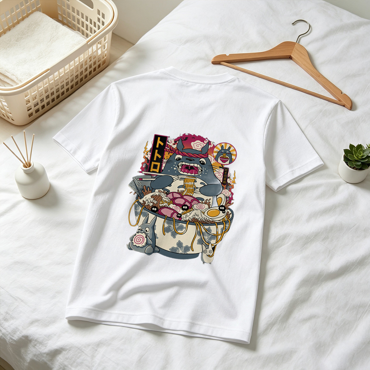 Totoro Ramen Bowl Featuring Totoro and Friends - Tee